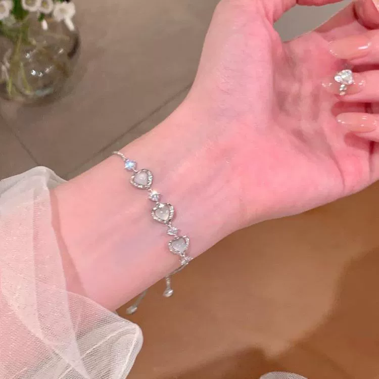 Alloy Silver Electroplated Heart Star Geometric Women's Bracelet With Zircon Pearl - Image 8