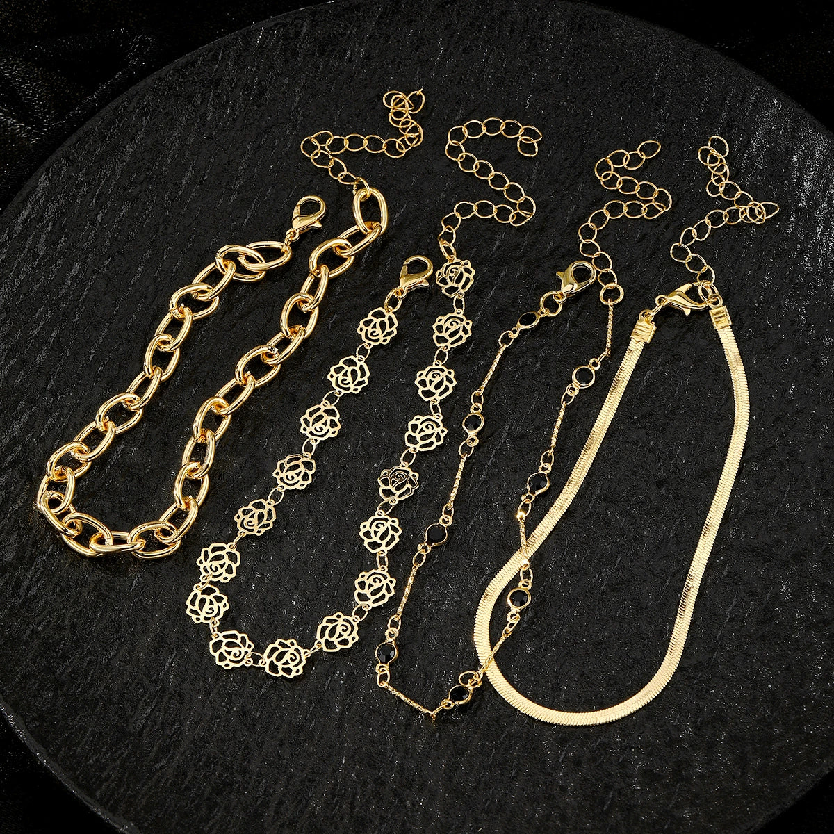 Alloy Snake Chain Flower Inlaid Artificial Gemstones And Semiprecious Stones Women's Anklet - Image 3