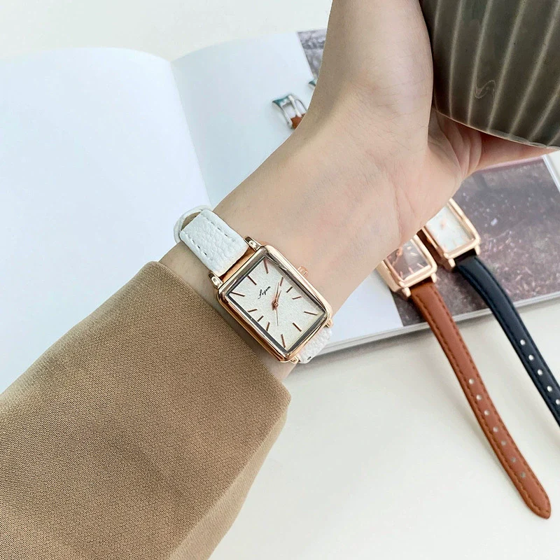 Alloy Square Retro Simple Quartz Watch For Female With Ordinary Glass Mirror And Leisure Style - Image 6