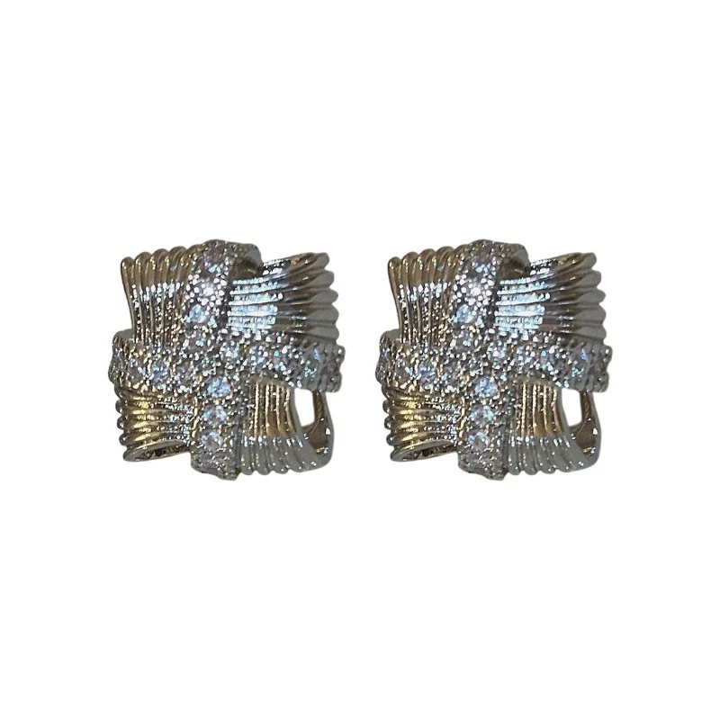 Alloy Square Women's Earrings With Real Gold Electroplating Light Luxury Fashion - Image 5