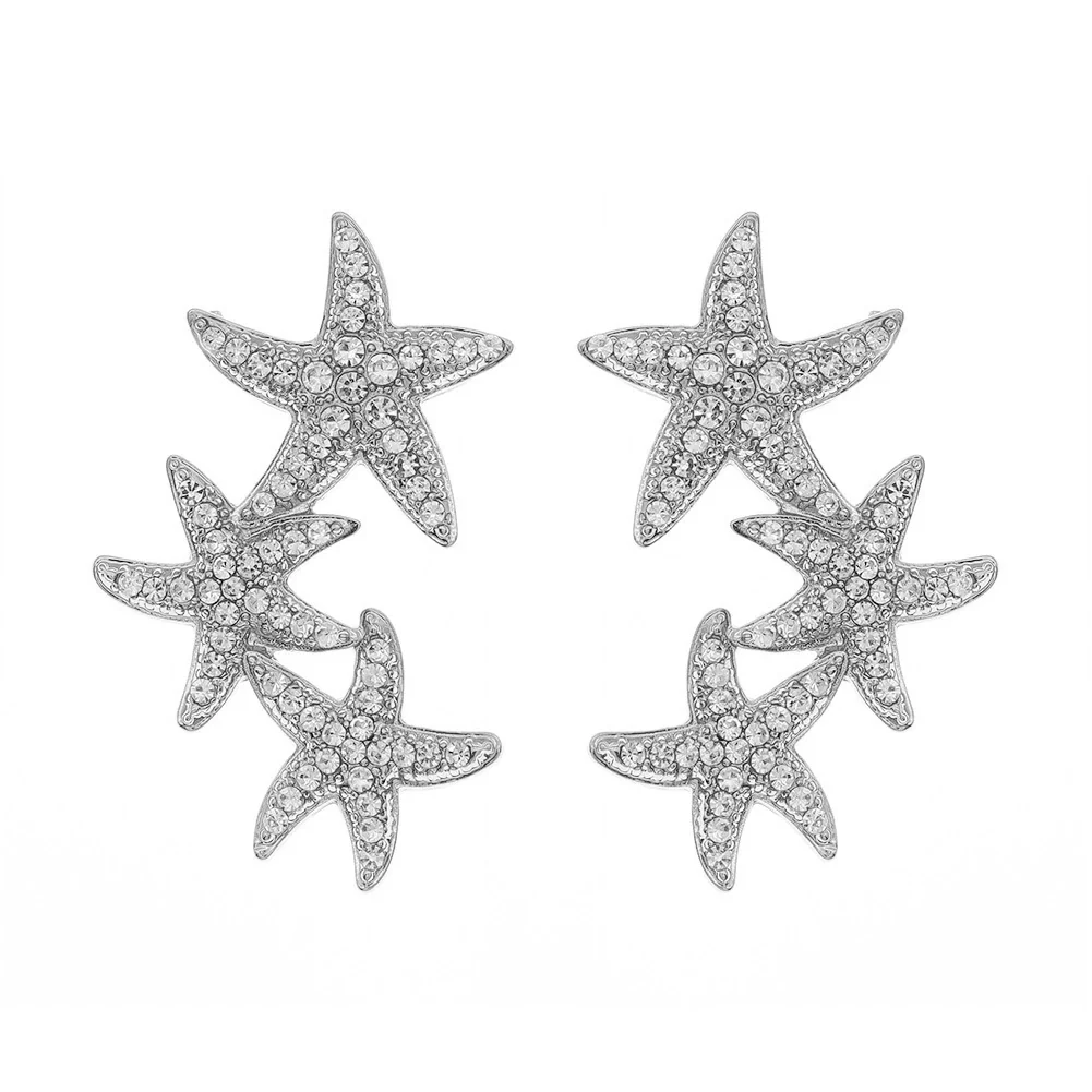 Alloy Starfish Diamond Earrings Trendy Jewelry For Women - Image 5