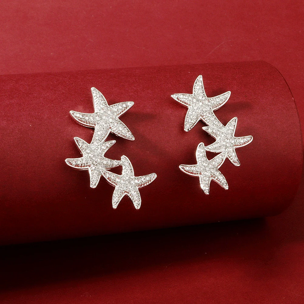 Alloy Starfish Diamond Earrings Trendy Jewelry For Women - Image 7