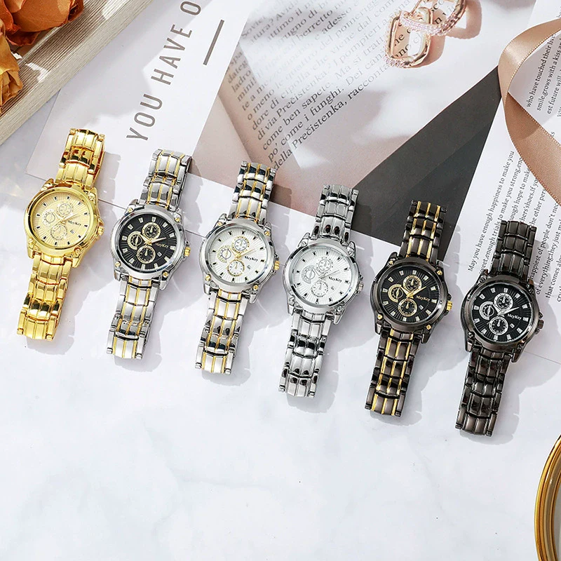 Alloy Steel Band Quartz Watch Business Style Round Dial Waterproof - Image 2