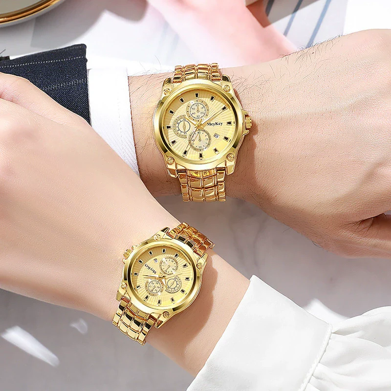 Alloy Steel Band Quartz Watch Business Style Round Dial Waterproof - Image 3