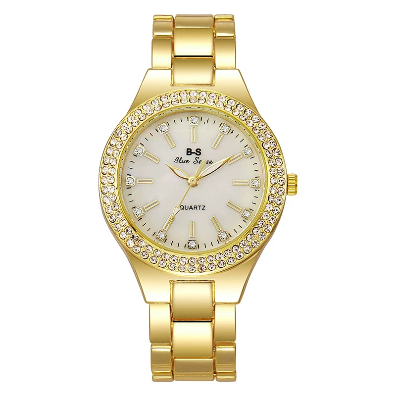 Alloy Steel Strip Quartz Women's Watch Diamondencrusted Fashion Elegant Round - Image 3