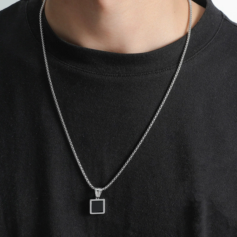 Alloy Titanium Steel Hip Hop Geometric Pendant Necklace Electroplating For Men And Women - Image 3