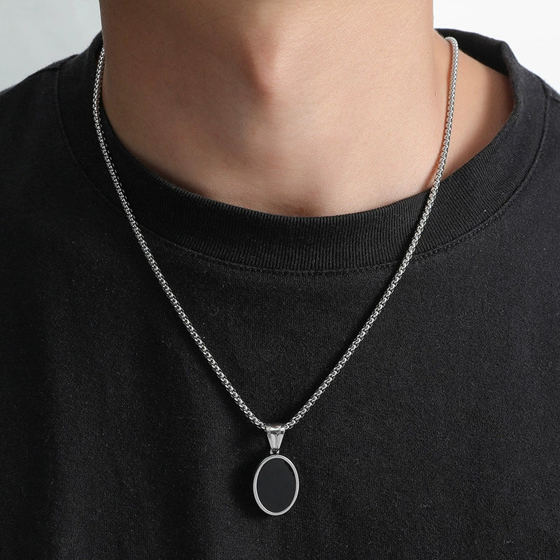 Alloy Titanium Steel Hip Hop Geometric Pendant Necklace Electroplating For Men And Women - Image 4
