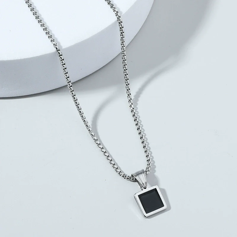 Alloy Titanium Steel Hip Hop Geometric Pendant Necklace Electroplating For Men And Women - Image 6