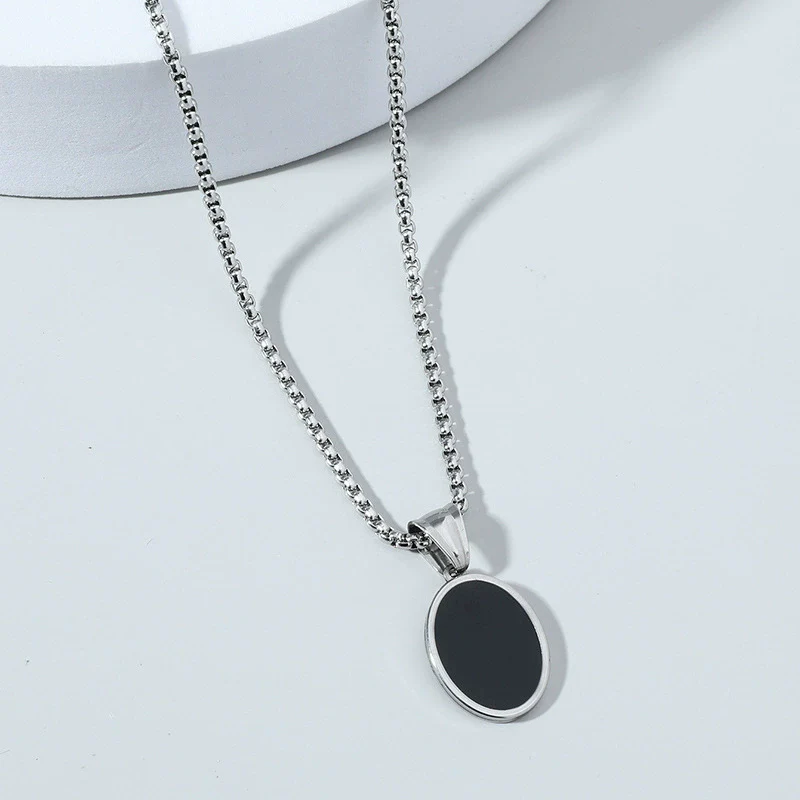 Alloy Titanium Steel Hip Hop Geometric Pendant Necklace Electroplating For Men And Women - Image 7