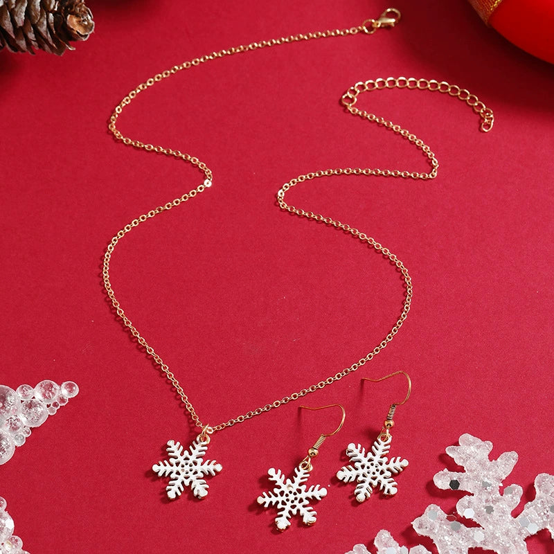 Alloy Women's 2Piece Set With Water Wave Chain Snowflake And Flower Pattern For Christmas - Image 2
