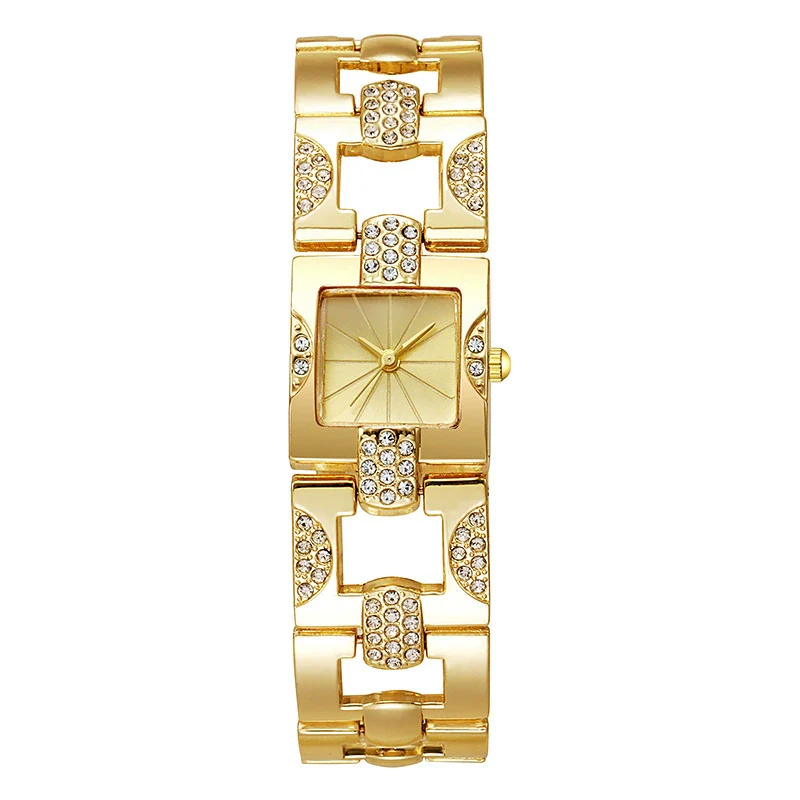 Alloy Women's Bracelet Watch Retro Style Square Strip Nailed Diamond Steel Band - Image 6