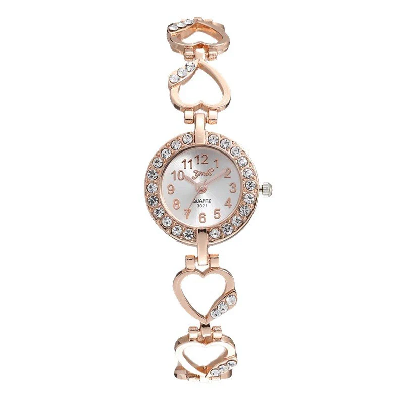 Alloy Women's Fashion Trend Bracelet Set And Diamond Quartz Watch With Round Dial - Image 5