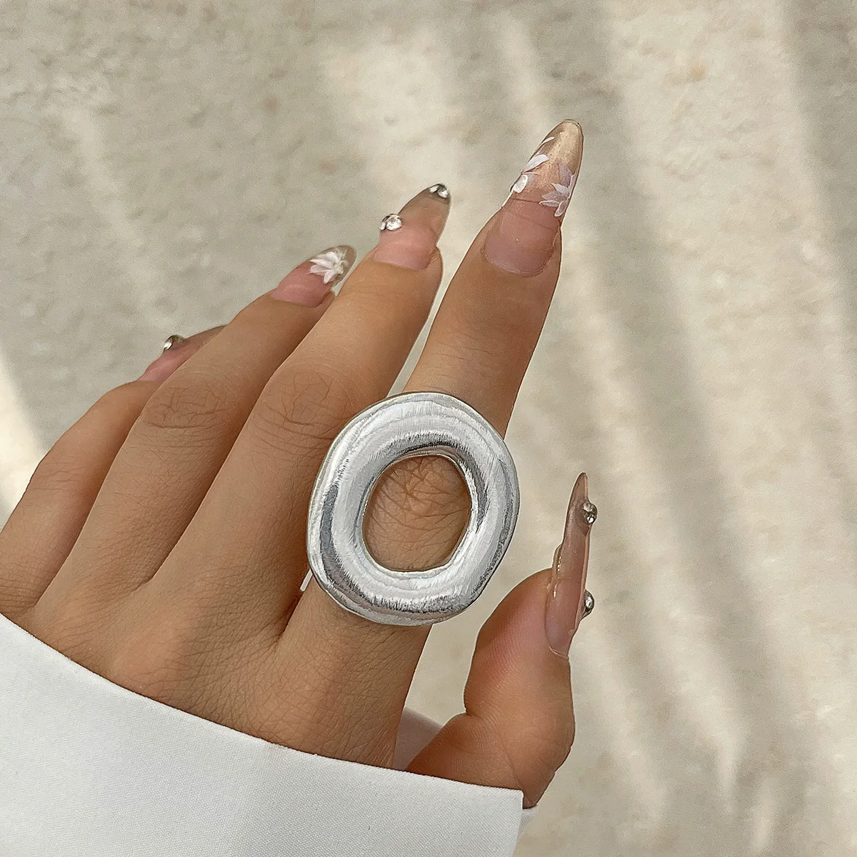 Alloy Women's Irregular Water Drop Opening Ring With Bow And Geometric Pattern Electroplated - Image 10