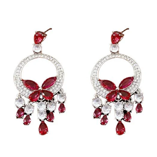 Alloy Zircon Butterfly Water Drop Earrings And Necklace Set Electroplated Highend Fashion Jewelry For Women - Image 5