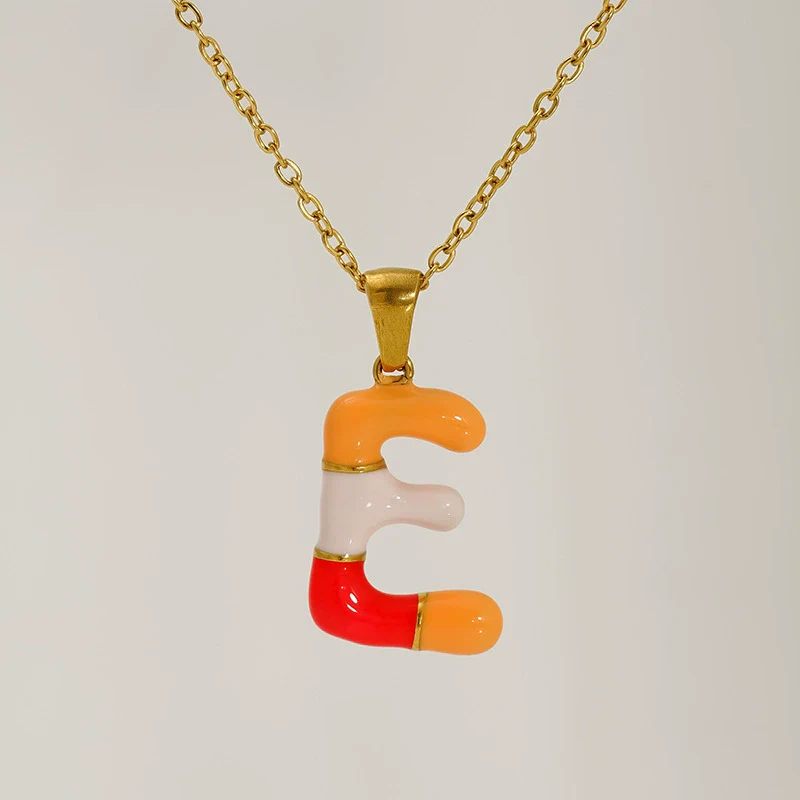 Alphabet 316L Stainless Steel Oil Drop Pendant Necklace Accessories For Women - Image 10