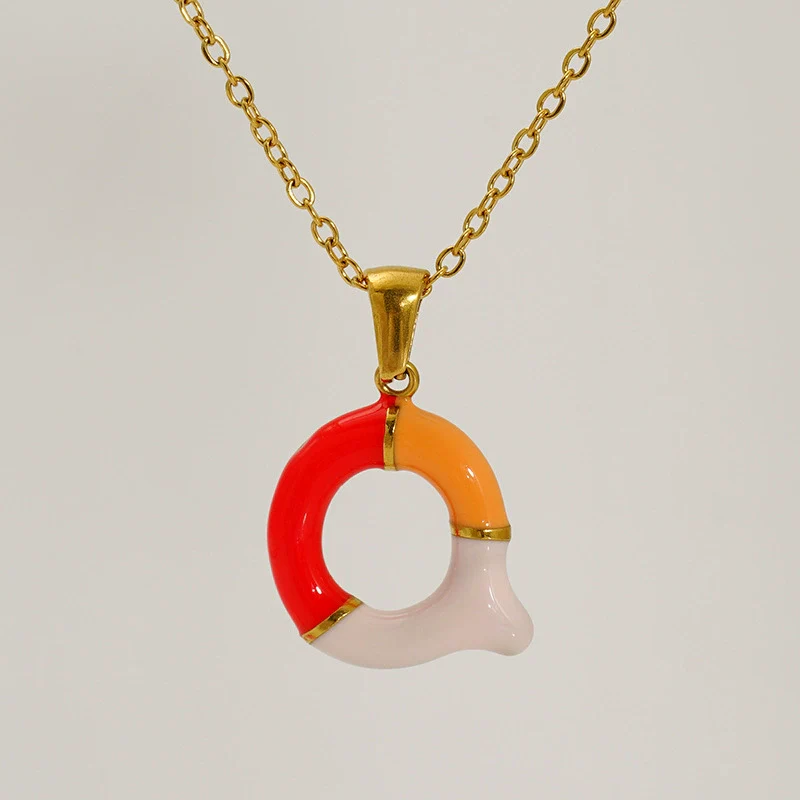 Alphabet 316L Stainless Steel Oil Drop Pendant Necklace Accessories For Women - Image 20