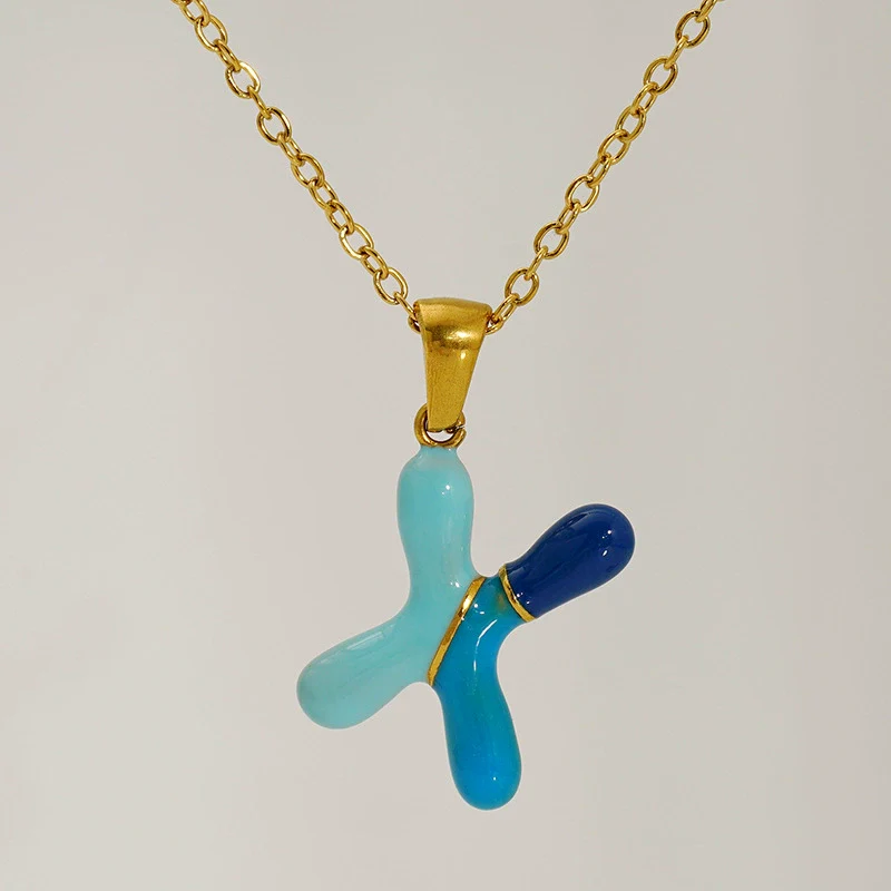 Alphabet 316L Stainless Steel Oil Drop Pendant Necklace Accessories For Women - Image 27