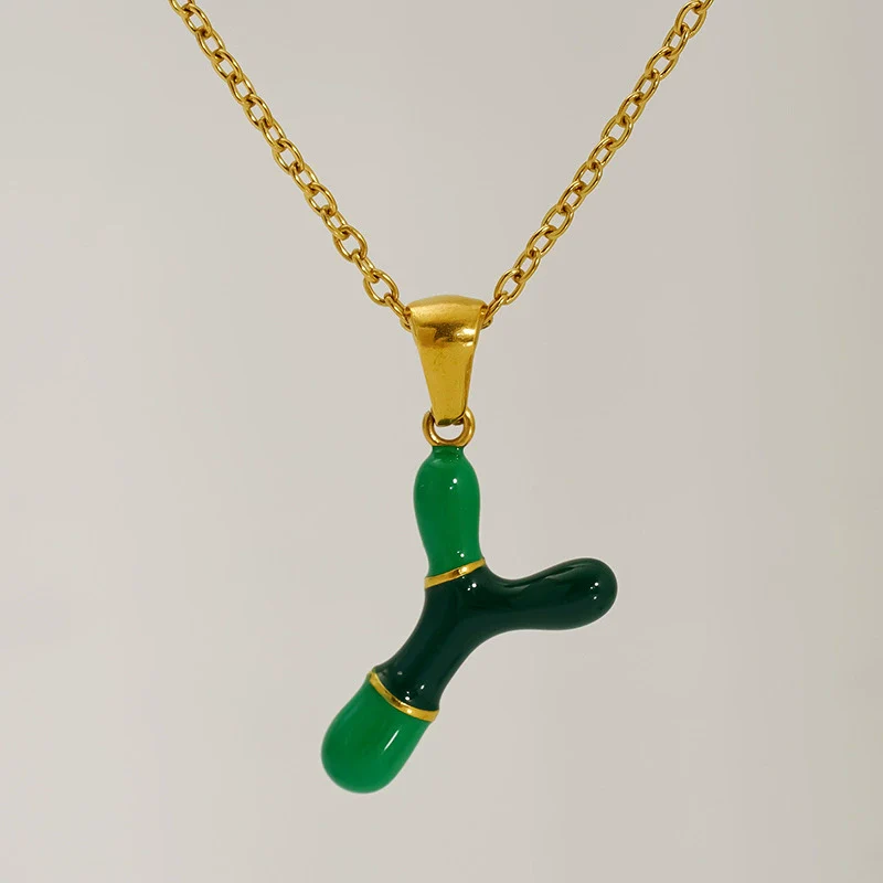 Alphabet 316L Stainless Steel Oil Drop Pendant Necklace Accessories For Women - Image 28