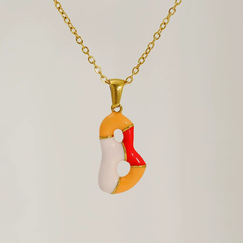 Alphabet 316L Stainless Steel Oil Drop Pendant Necklace Accessories For Women - Image 7