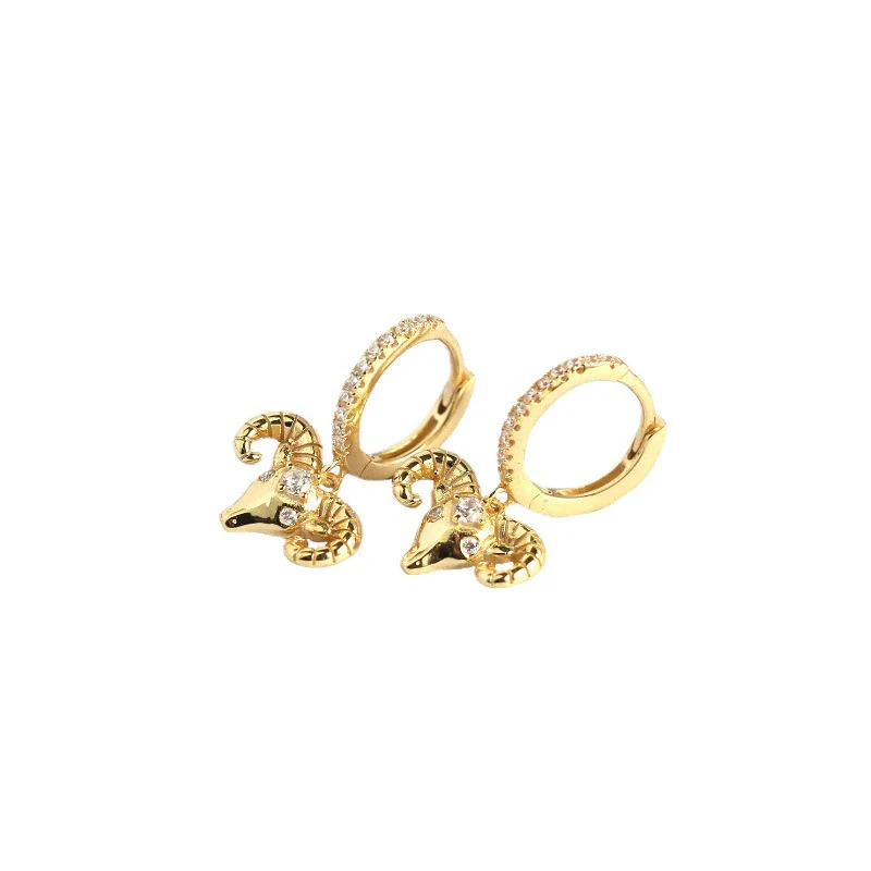Animal Ear Buckle Sheep Head Diamond S925 Sterling Silver Electroplated Earrings - Image 5