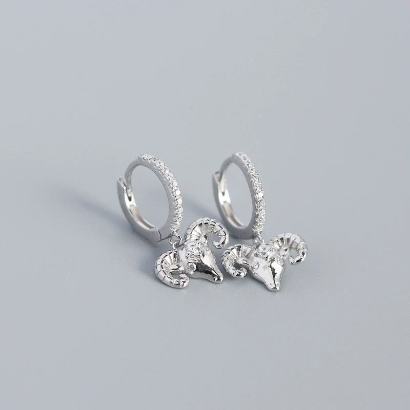 Animal Ear Buckle Sheep Head Diamond S925 Sterling Silver Electroplated Earrings - Image 6