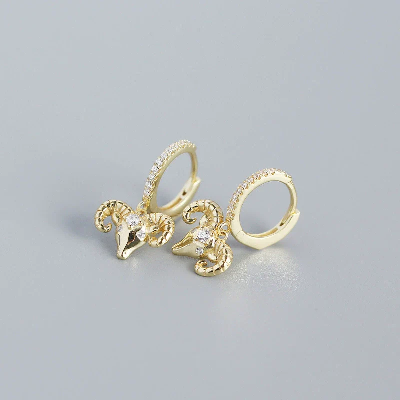 Animal Ear Buckle Sheep Head Diamond S925 Sterling Silver Electroplated Earrings - Image 7