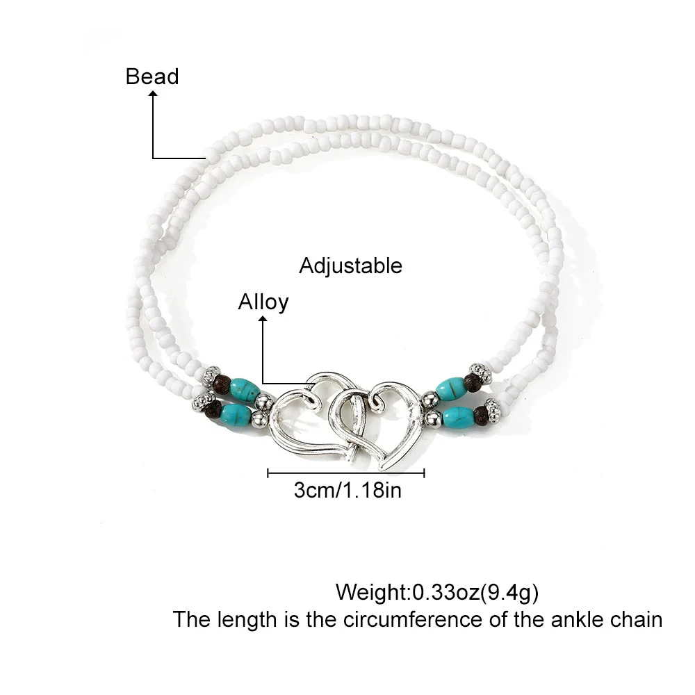 Anklet Alloy Geometric Style For Women With Rice Beads And Pine Stone Inlay - Image 2
