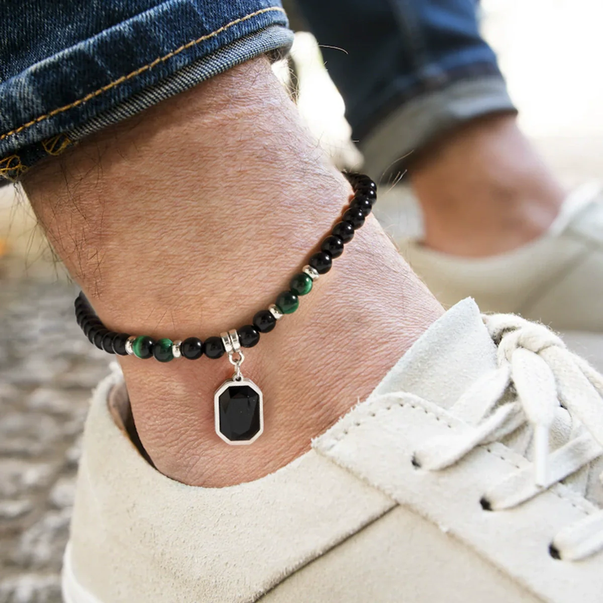 Anklet Glass Glaze Ushape Alloy Inlaid Artificial And Semiprecious Stones Men's Hiphop Simple - Image 2