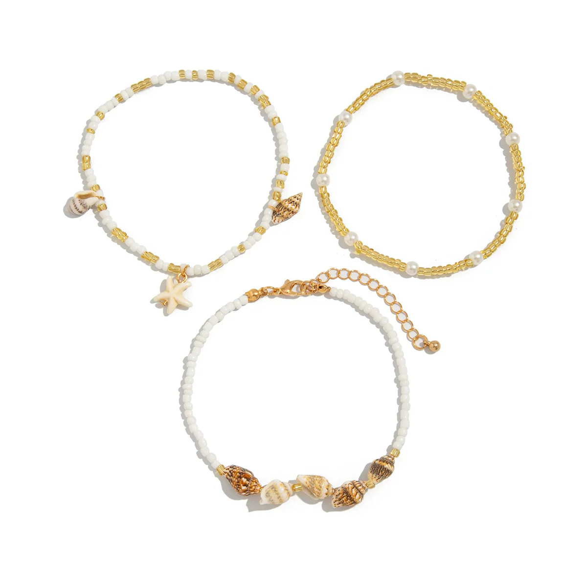Anklet Natural Shell Starfish Imitation Pearls Animal Zodiac Elastic Rice Beads Casual Style Women's - Image 5