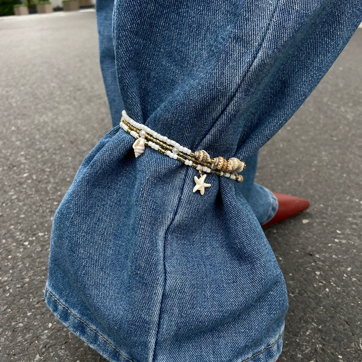 Anklet Natural Shell Starfish Imitation Pearls Animal Zodiac Elastic Rice Beads Casual Style Women's - Image 6