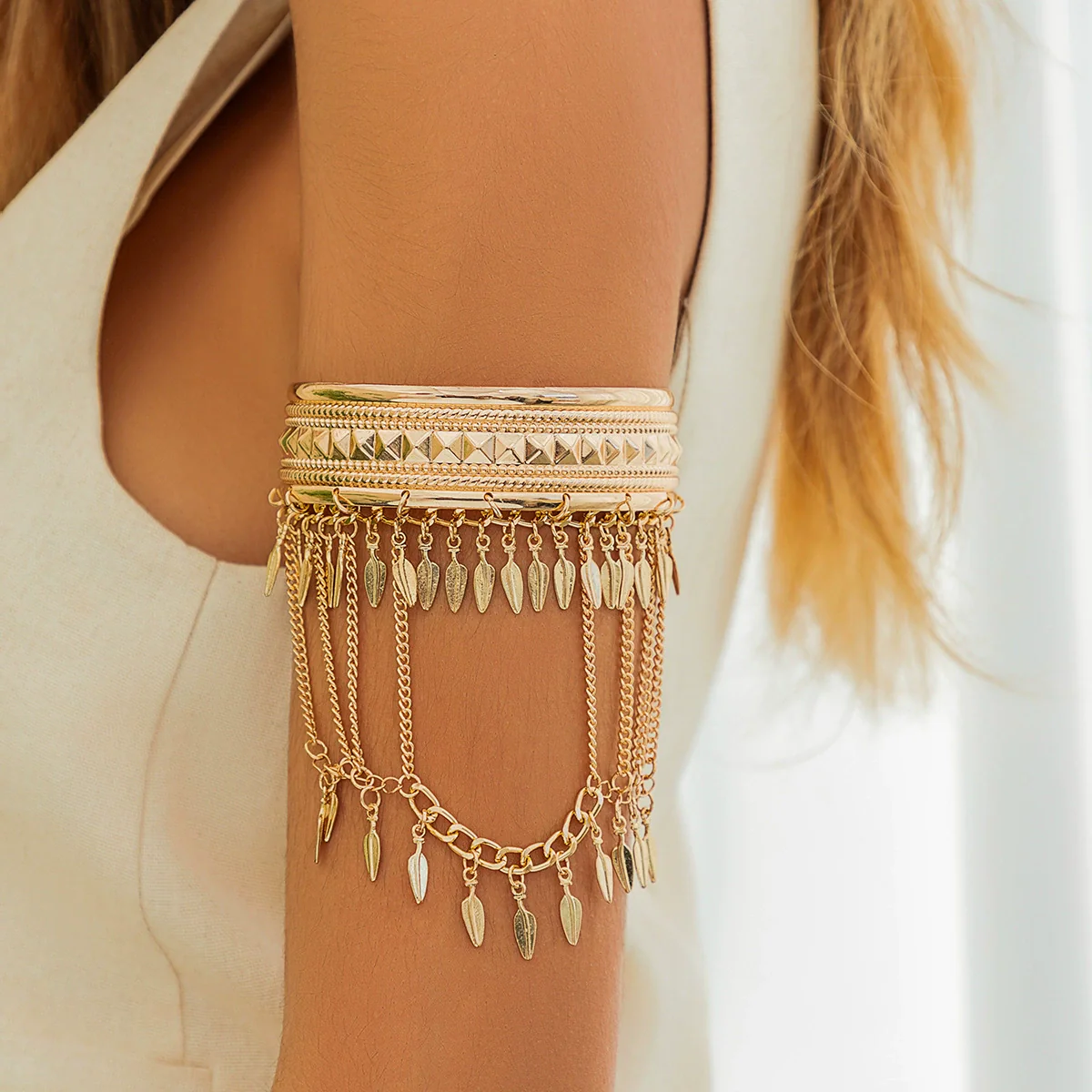 Arm Chain Jewelry Metal Iron Aluminum Chain Alloy Tassel Retro Western Cowboy Style Electroplating