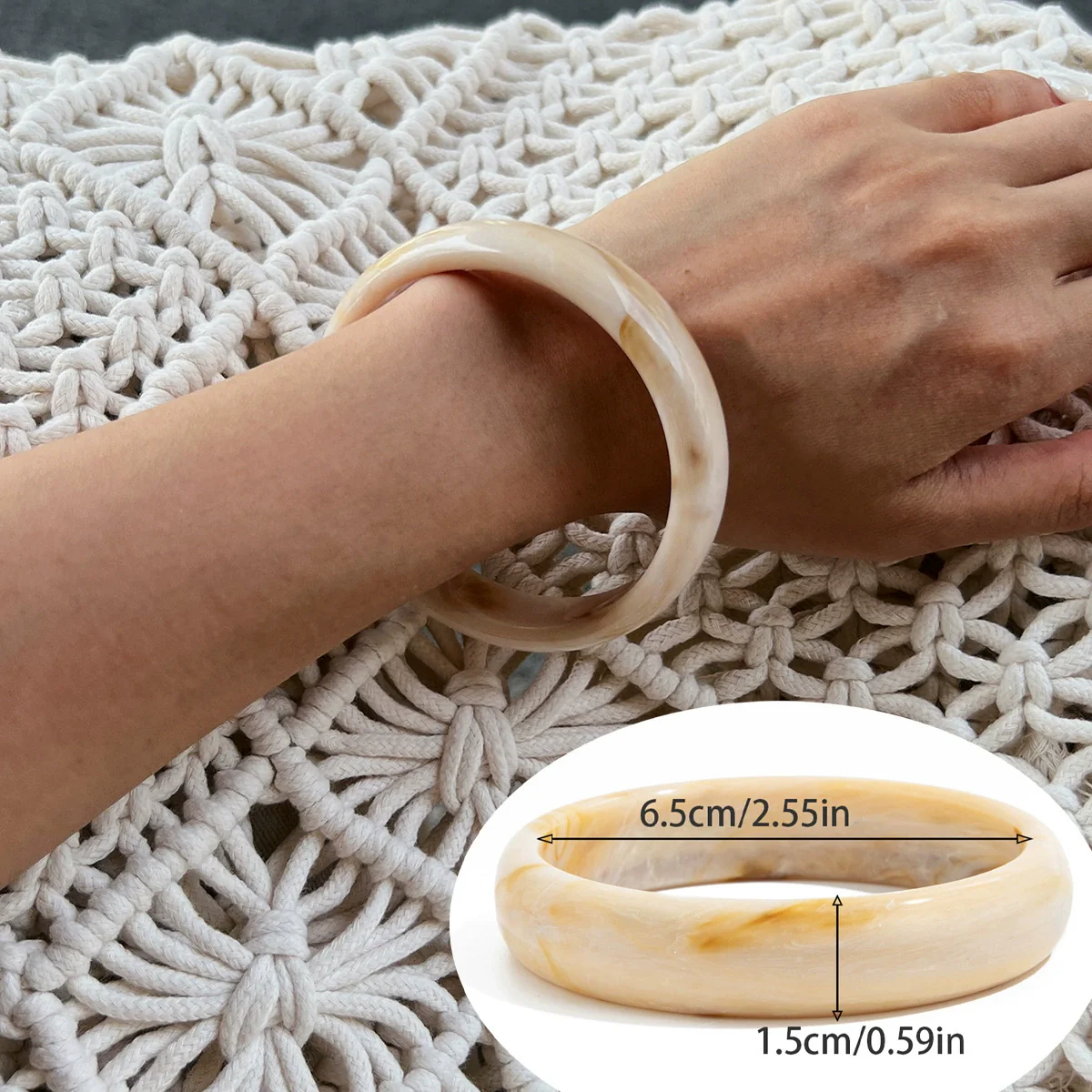 Asymmetrical Acrylic And Resin Bracelet With Geometric Style And Glue Technique - Image 9