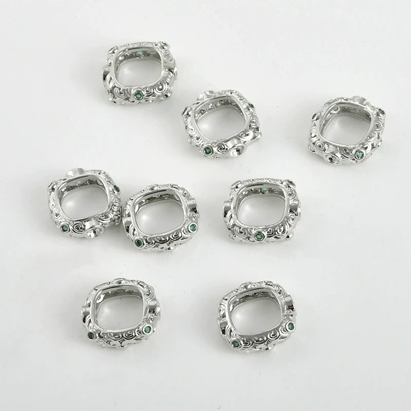 Bag Bead Ring Diy Hand Made Beaded Material Accessories Retro Hollow Rounded Square Copper Bead With 14K Plating - Image 6