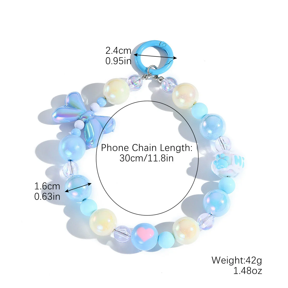 Bag Hanging Ornaments Plastic Resin Beaded Mixed Mobile Phone Chain With Love Water Drops Bell Pattern And Electroplating Treatment - Image 6