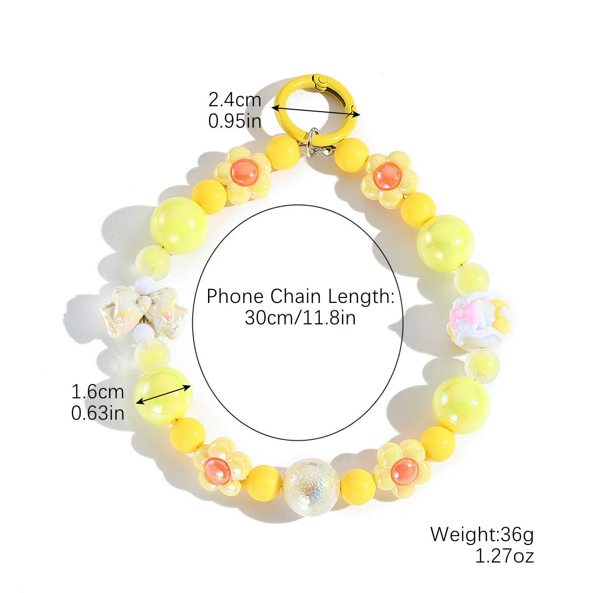 Bag Hanging Ornaments Plastic Resin Beaded Mixed Mobile Phone Chain With Love Water Drops Bell Pattern And Electroplating Treatment - Image 8