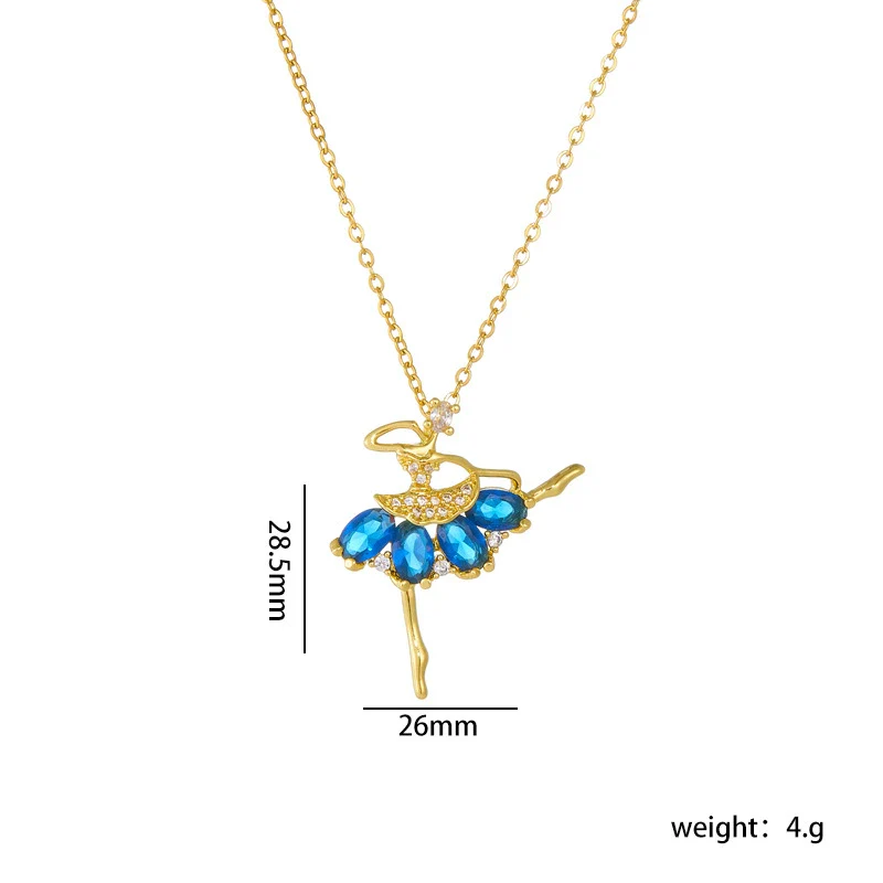 Ballet Girl Necklace Copper Titanium Steel With Cartoon Characters Mixed Gem Inlay Electroplating Ochain For Women Light Luxury Style - Image 5