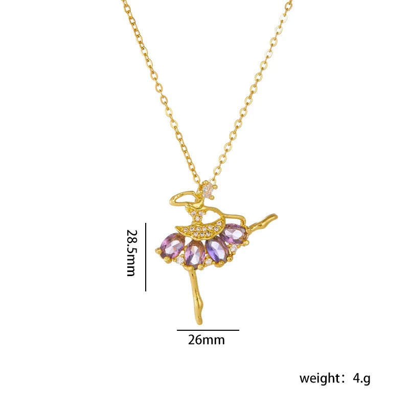 Ballet Girl Necklace Copper Titanium Steel With Cartoon Characters Mixed Gem Inlay Electroplating Ochain For Women Light Luxury Style - Image 7