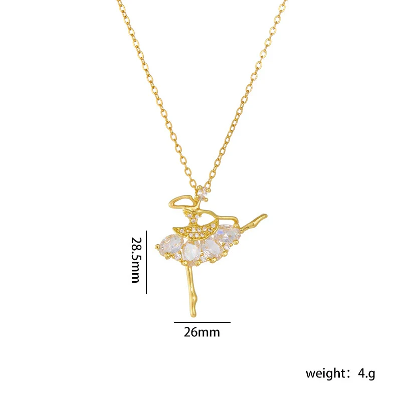 Ballet Girl Necklace Copper Titanium Steel With Cartoon Characters Mixed Gem Inlay Electroplating Ochain For Women Light Luxury Style - Image 8