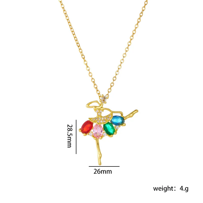 Ballet Girl Necklace Copper Titanium Steel With Cartoon Characters Mixed Gem Inlay Electroplating Ochain For Women Light Luxury Style - Image 9