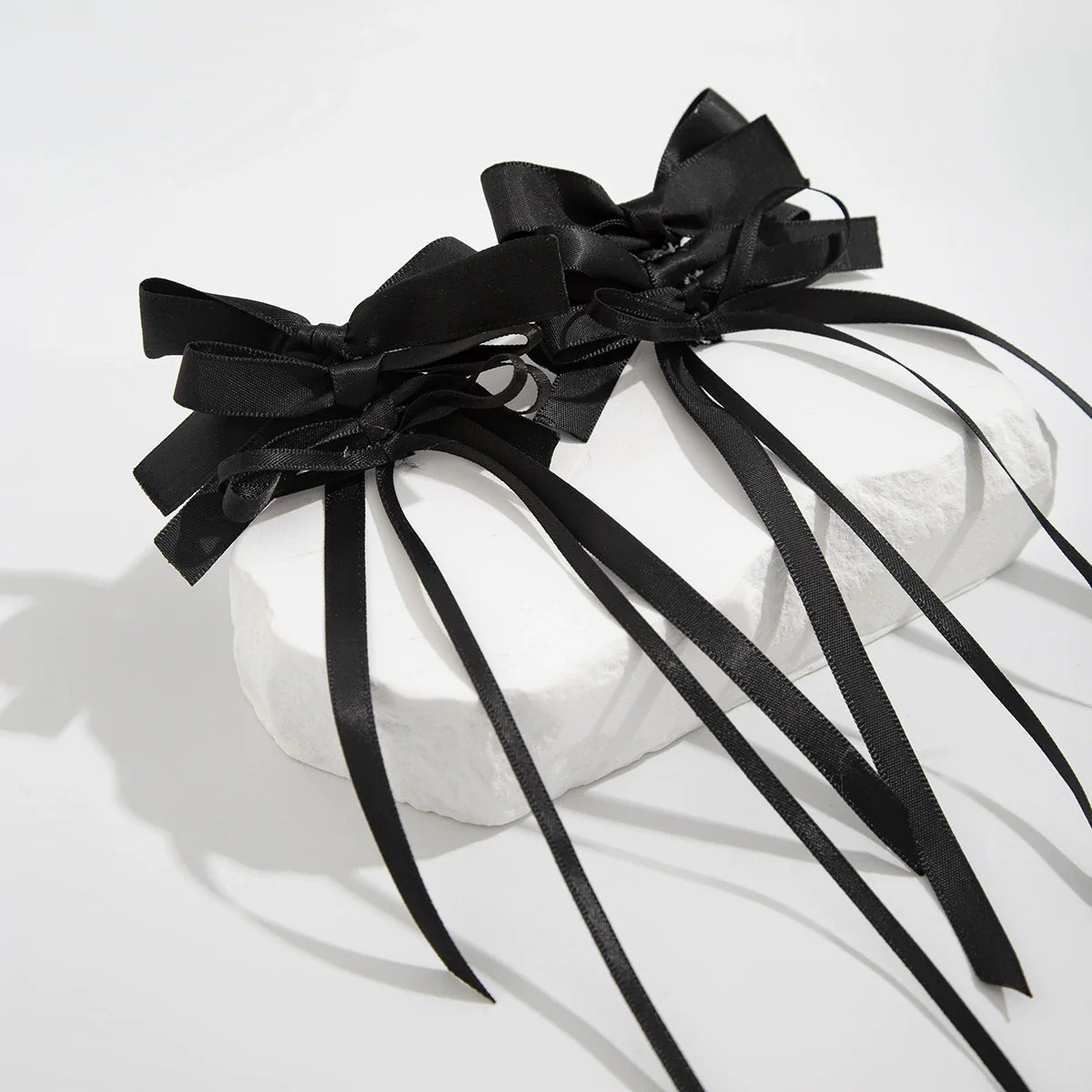 Ballet Ribbon Handmade Fourlayer Bow Earrings For Women - Image 4