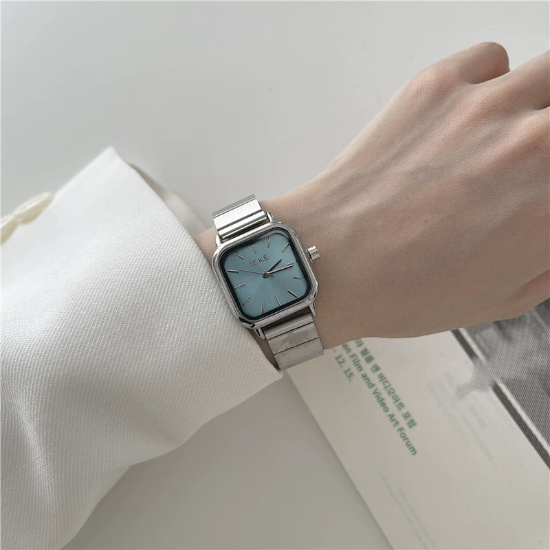 Bamboo Belt Square Dial Watch Alloy Case Ordinary Glass Mirror Retro Literary Leisure Women's Watch