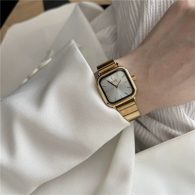 Bamboo Belt Square Dial Watch Alloy Case Ordinary Glass Mirror Retro Literary Leisure Women's Watch - Image 3