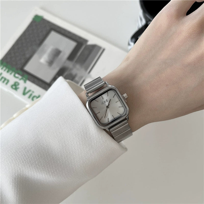 Bamboo Belt Square Dial Watch Alloy Case Ordinary Glass Mirror Retro Literary Leisure Women's Watch - Image 6