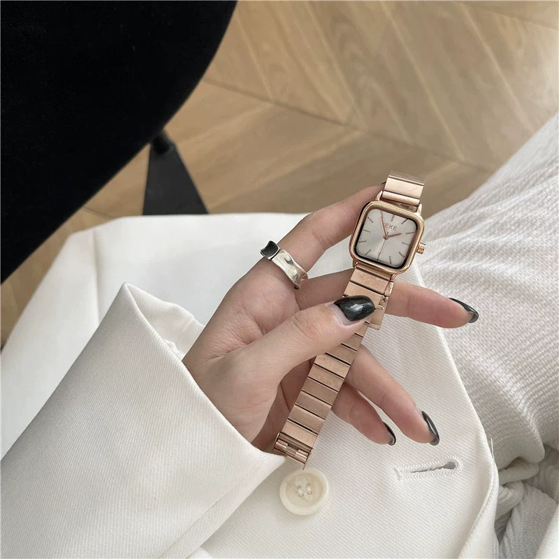 Bamboo Belt Square Dial Watch Alloy Case Ordinary Glass Mirror Retro Literary Leisure Women's Watch - Image 8