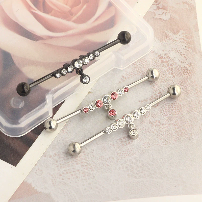 Barbell Earrings Stainless Steel Star Design Electroplated - Image 4