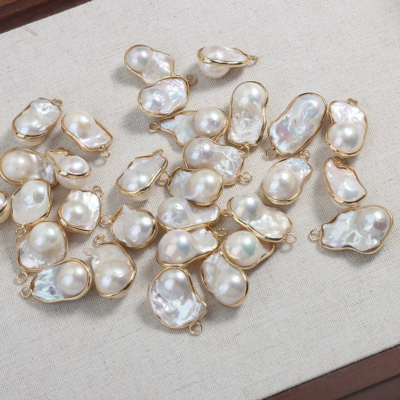 Baroque Fishtail Gilt Copper Goldplated Natural Freshwater Pearl Pendant Earrings Accessories - Image 6