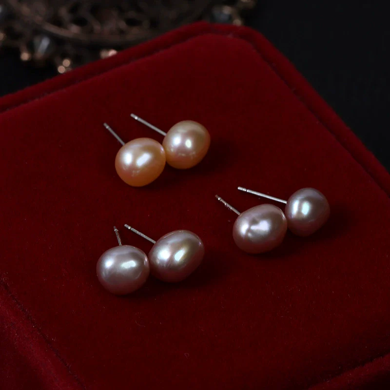 Baroque Freshwater Pearl Alien Shape Stud Earrings S925 Sterling Silver Needle Jewelry - Image 5