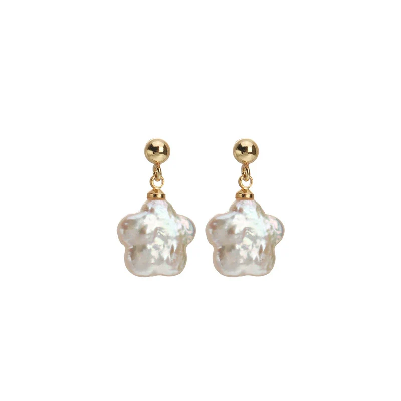 Baroque Plum Blossom Natural Freshwater Pearl Earrings S925 Silver Needle - Image 5