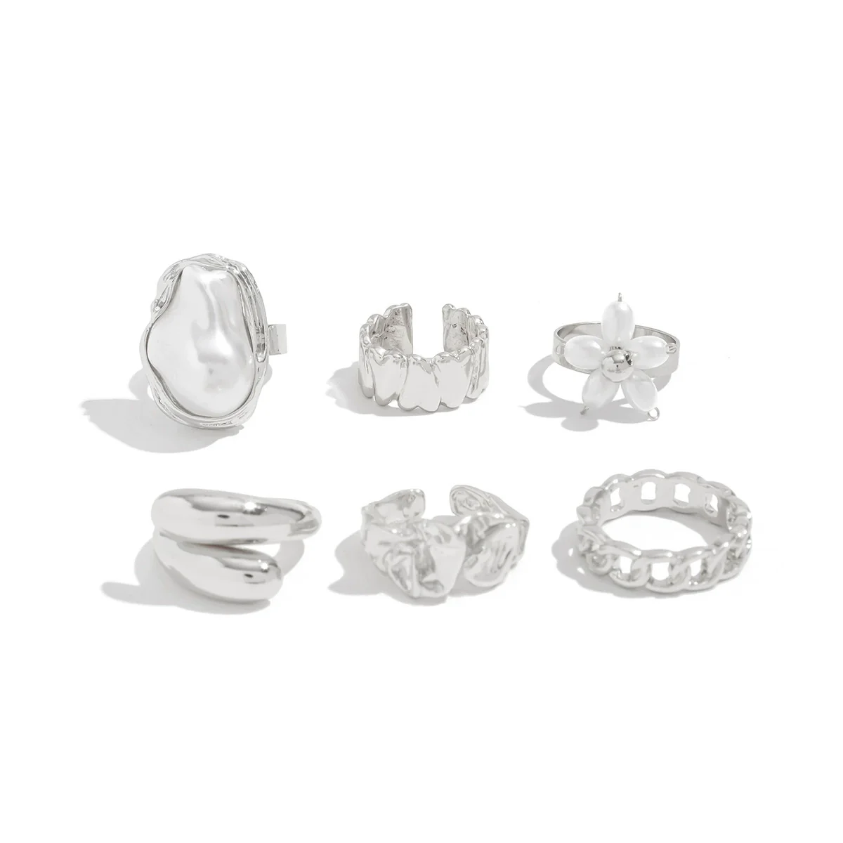 Baroque Style Alloy Imitation Pearl Flower Metal Ring With Electroplating And Hollowout Design For Women - Image 4