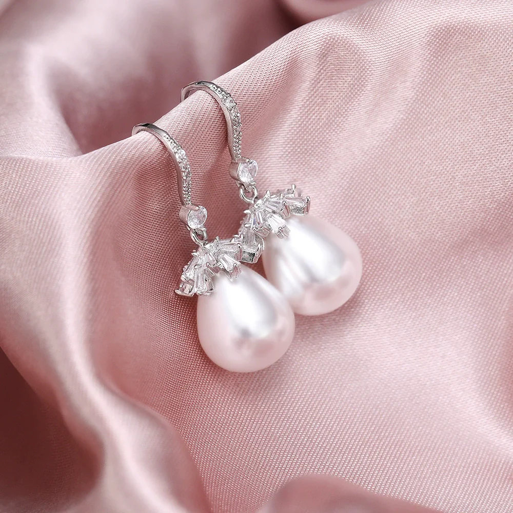Baroque Style Earrings Copper Artificial Pearl Geometric - Image 3